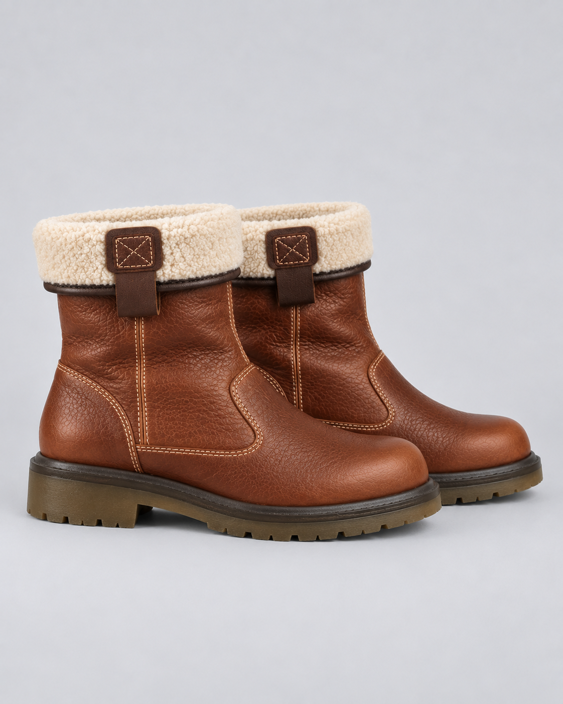 Men's Shearling-Lined Fold-Down Leather Boots