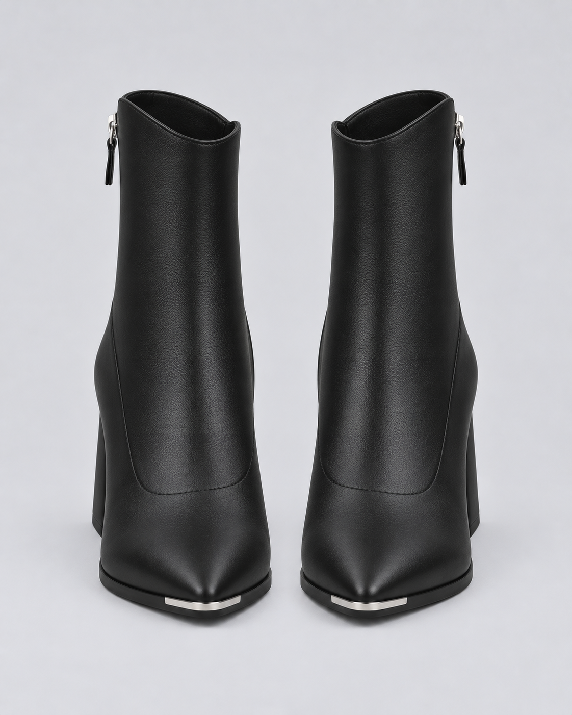 Women's Faux Leather Pointed-Toe Ankle Boots with Slip-On Design