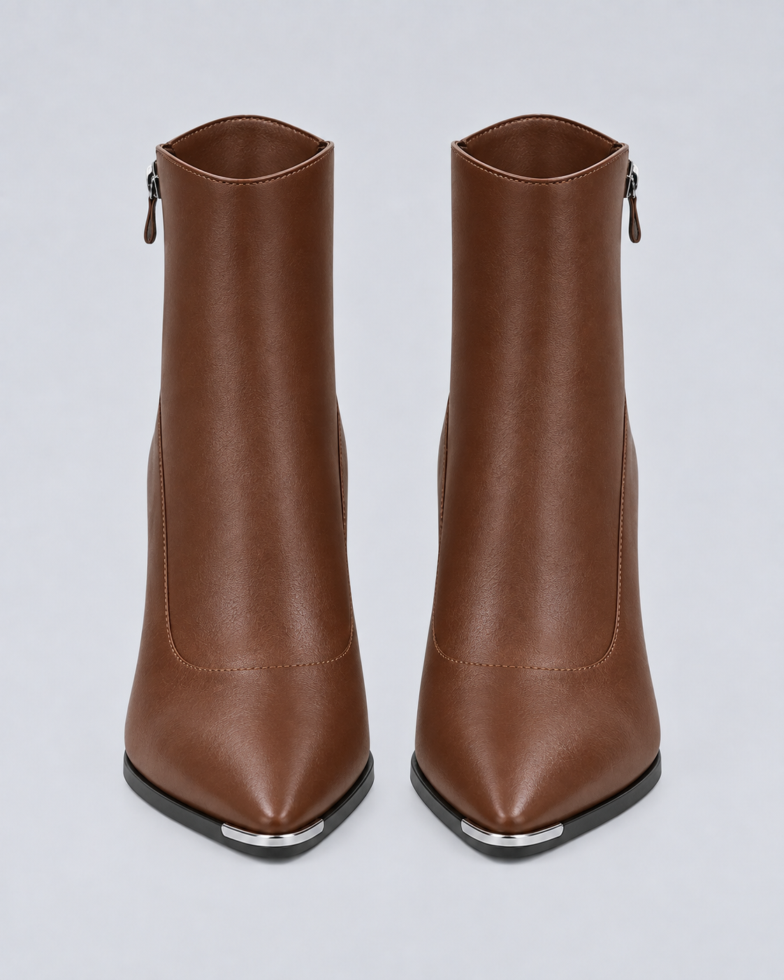 Women's Faux Leather Pointed-Toe Ankle Boots with Slip-On Design