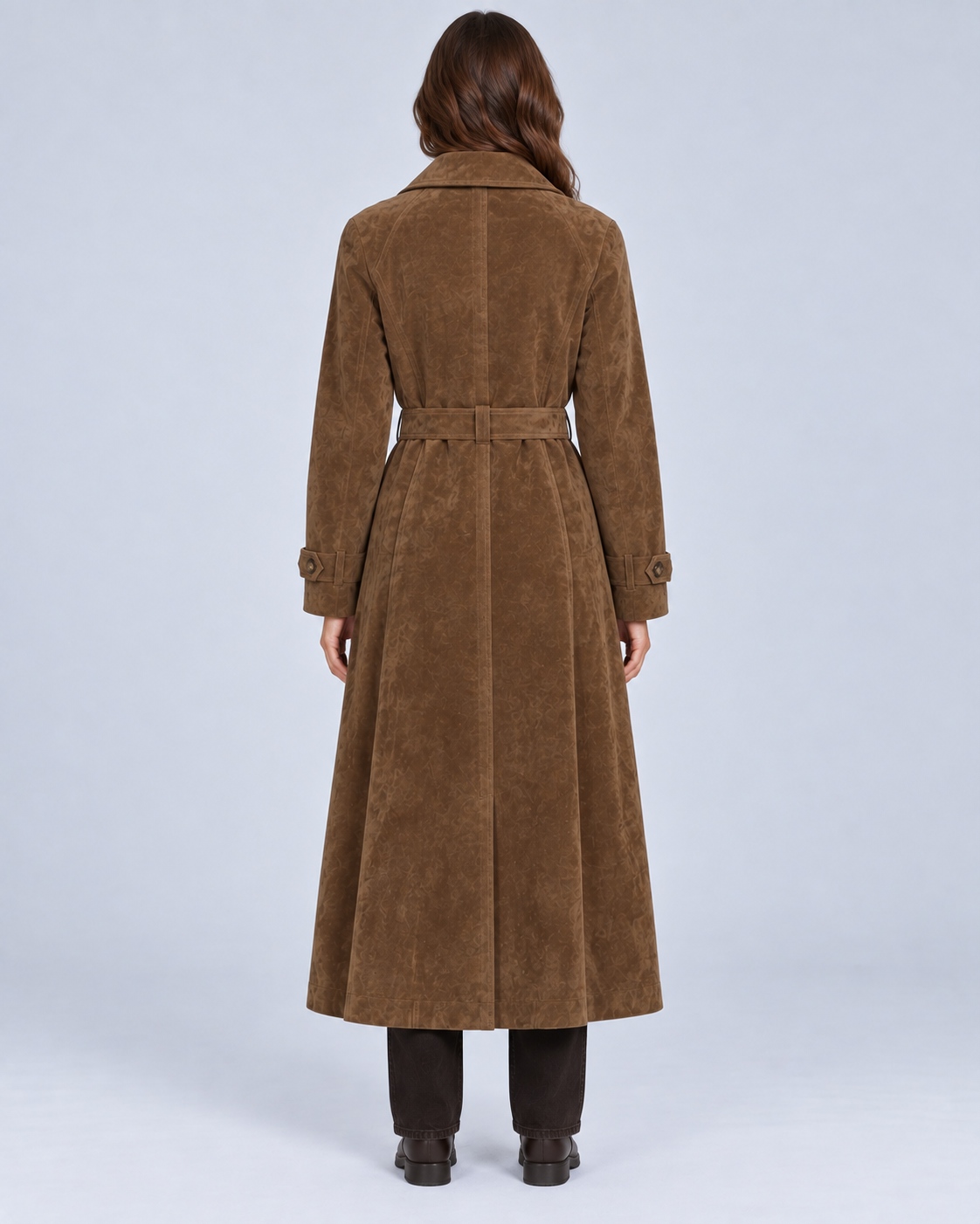 Women's Suede Double-Breasted Winter Trench Coat