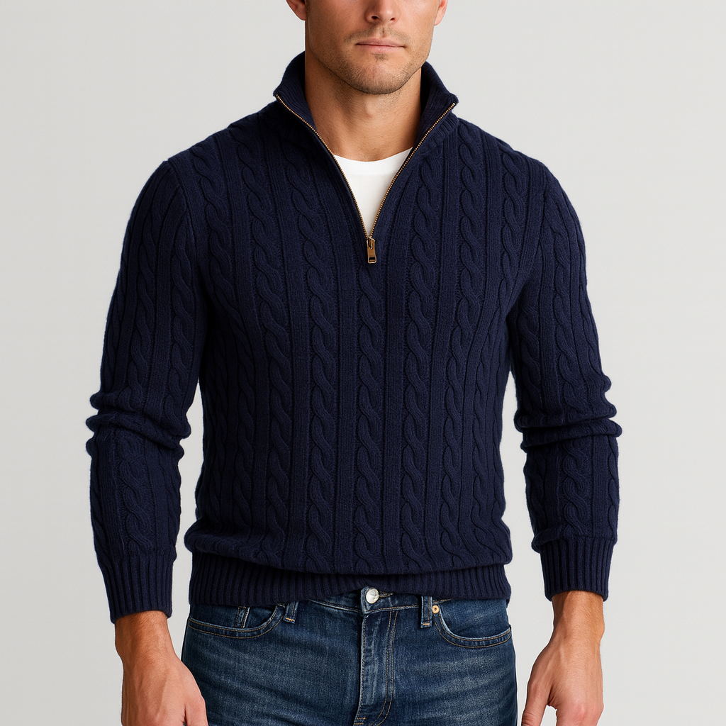 Men's Cable Knit Half-Zip Sweater
