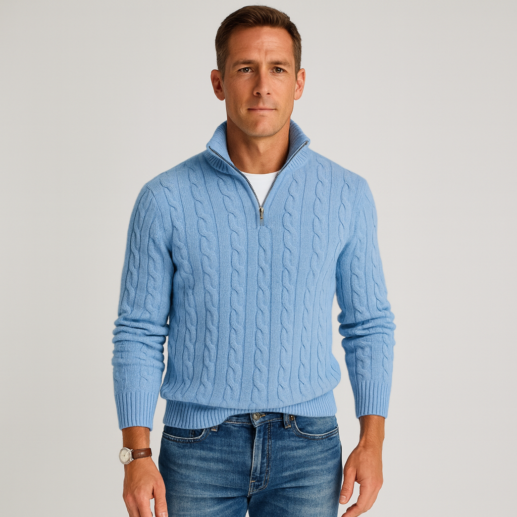 Men's Cable Knit Half-Zip Sweater