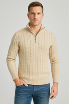 Men's Cable Knit Half-Zip Sweater