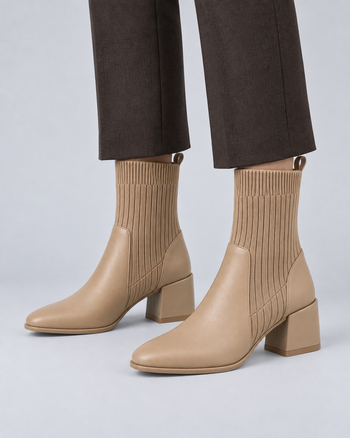 Women's Leather Chelsea Ankle Boots with Square Toe & Block Heel