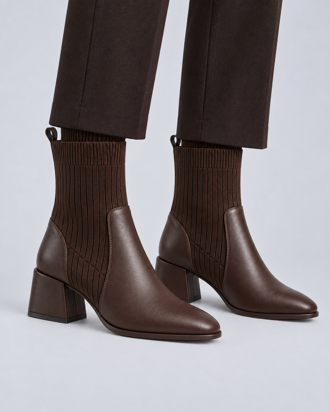 Women's Leather Chelsea Ankle Boots with Square Toe & Block Heel