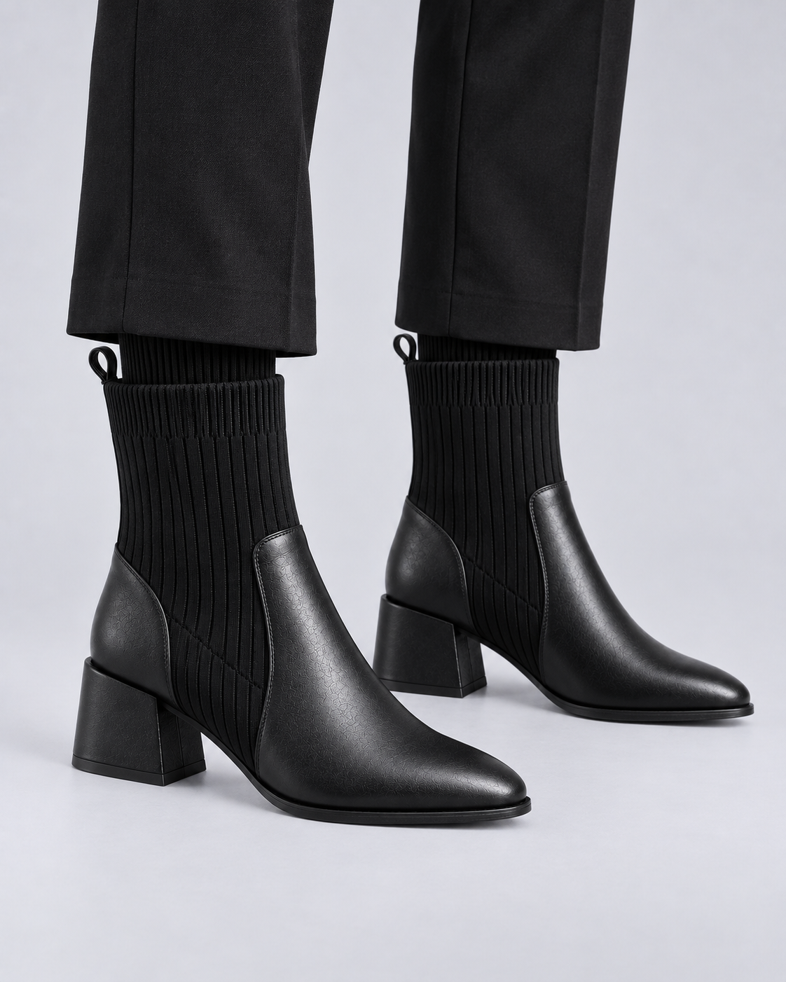 Women's Leather Chelsea Ankle Boots with Square Toe & Block Heel