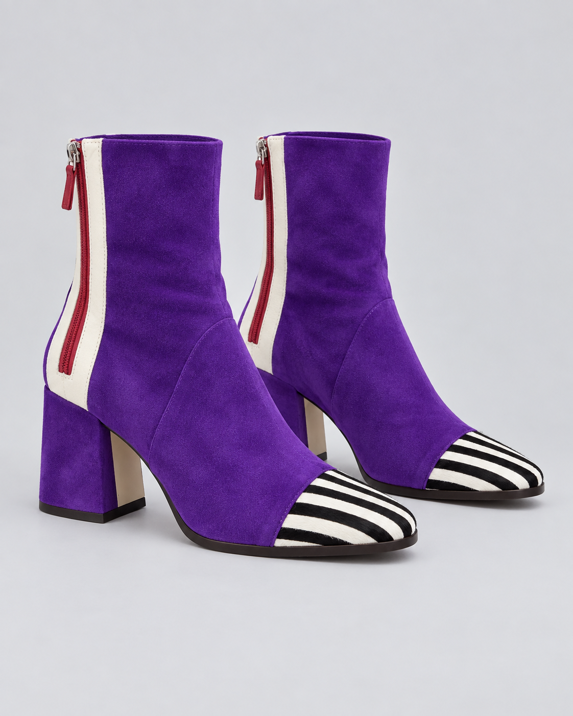 Women's Chic Ankle Boots with Block Heel & Leopard Print Toe