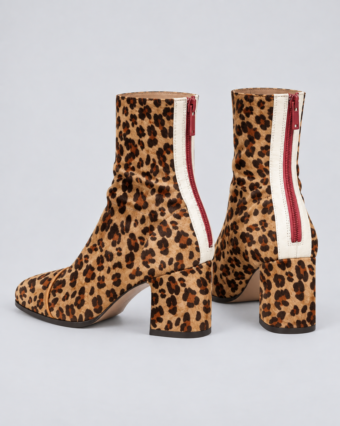 Women's Chic Ankle Boots with Block Heel & Leopard Print Toe