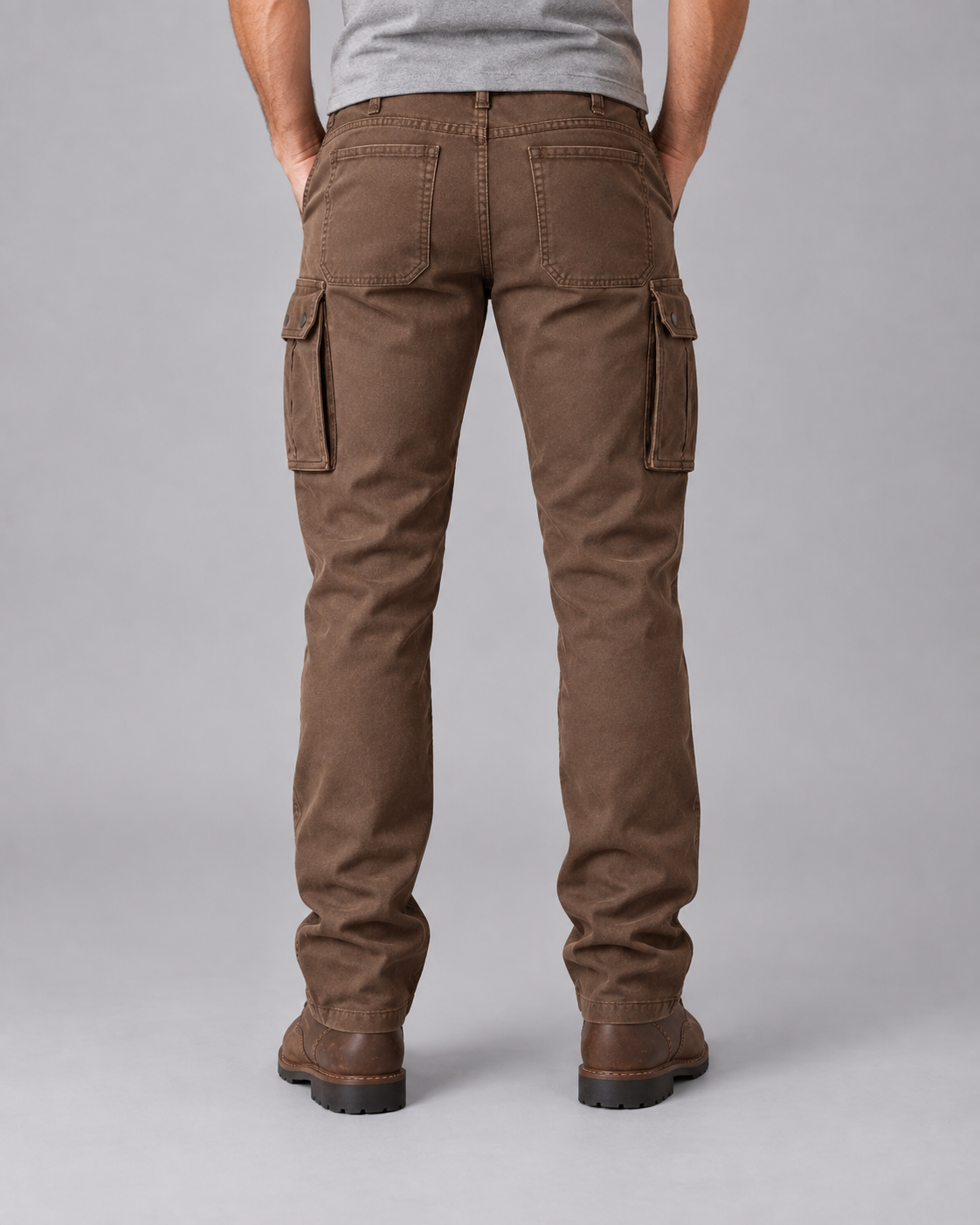 Men's Slim Fit Tapered Cargo Trousers with Stitching