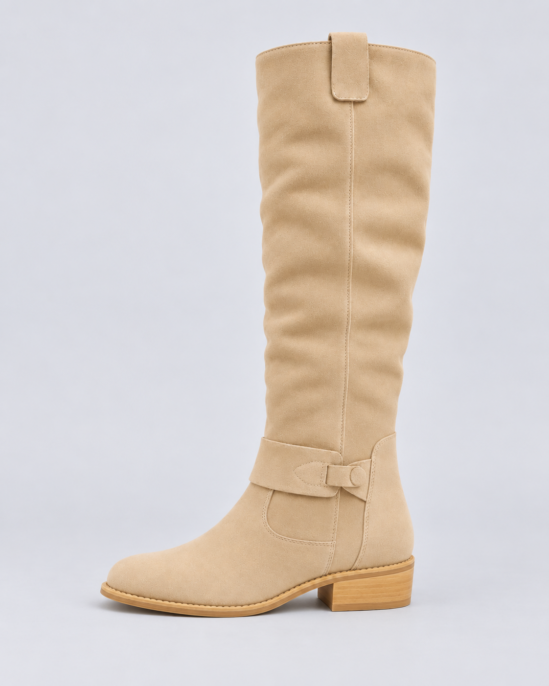 Women's Leather Knee-High Boot with Wedge Sole