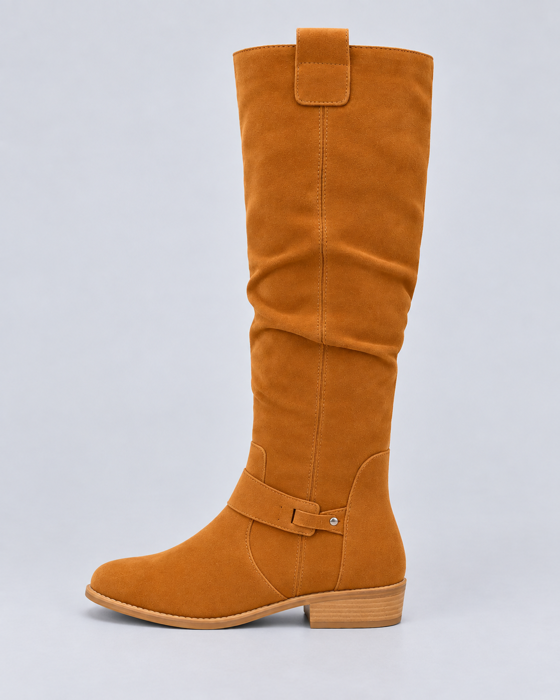Women's Leather Knee-High Boot with Wedge Sole