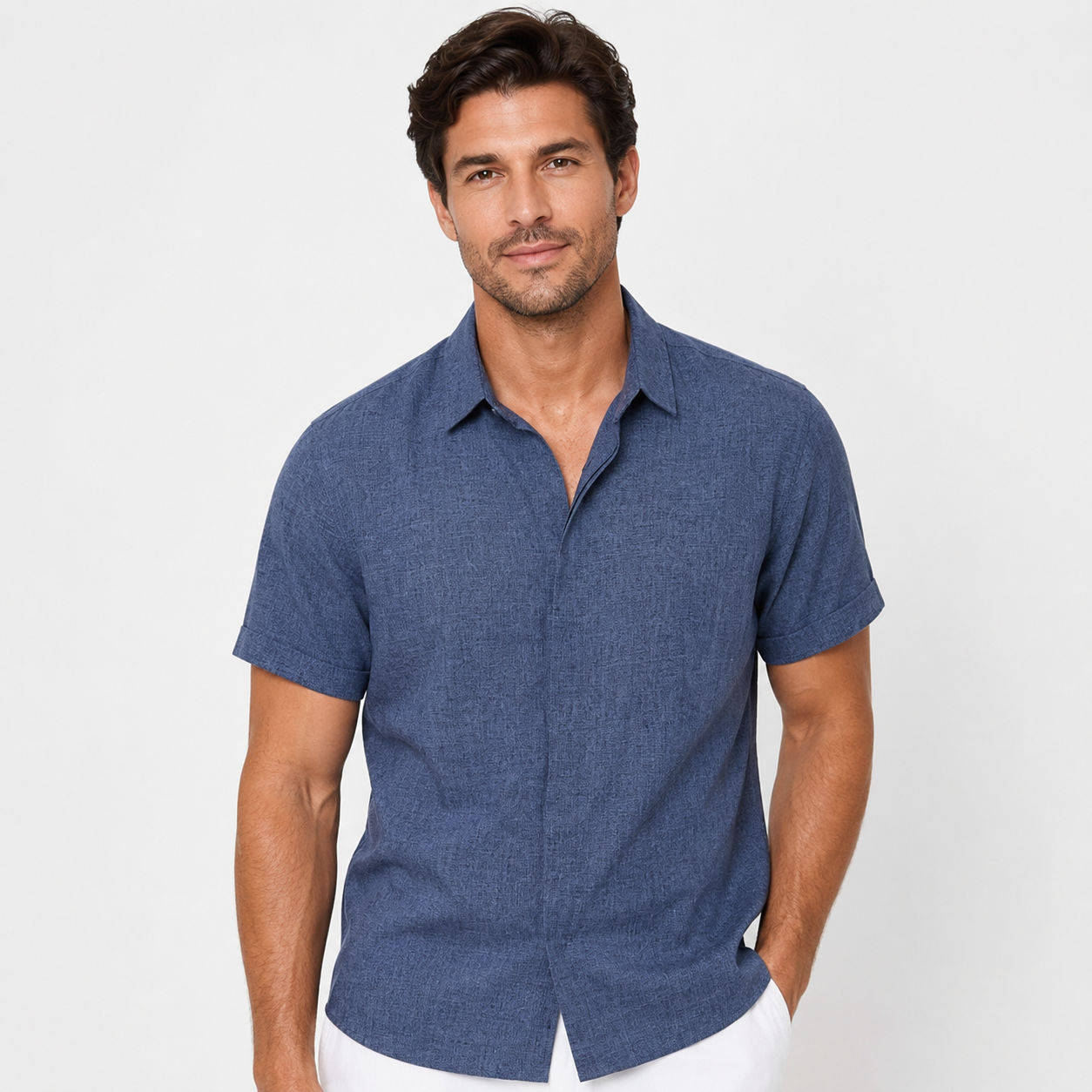Men's Lightweight Short-Sleeve Relaxed-Fit Summer Shirt