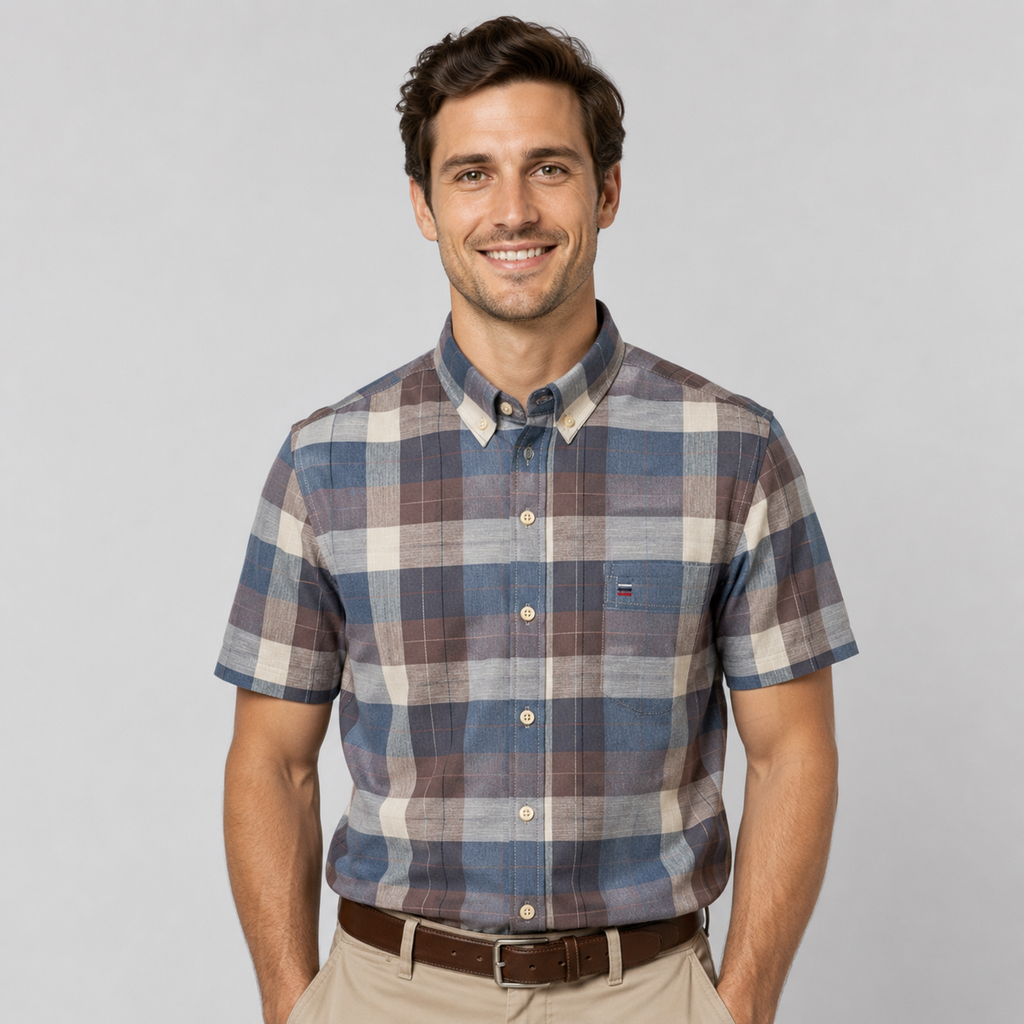 Men's Oxford Cotton Short-Sleeve Summer Shirt