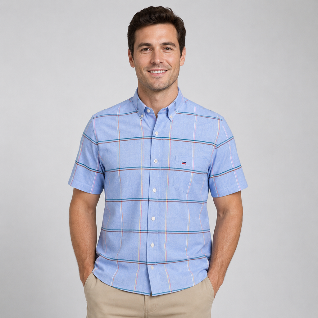 Men's Oxford Cotton Short-Sleeve Summer Shirt