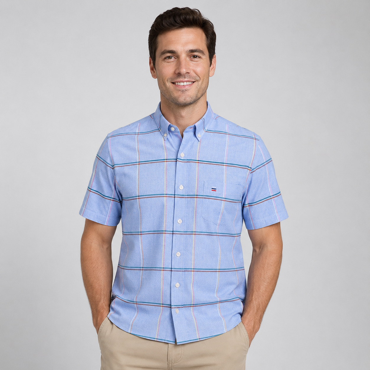 Men's Oxford Cotton Short-Sleeve Summer Shirt