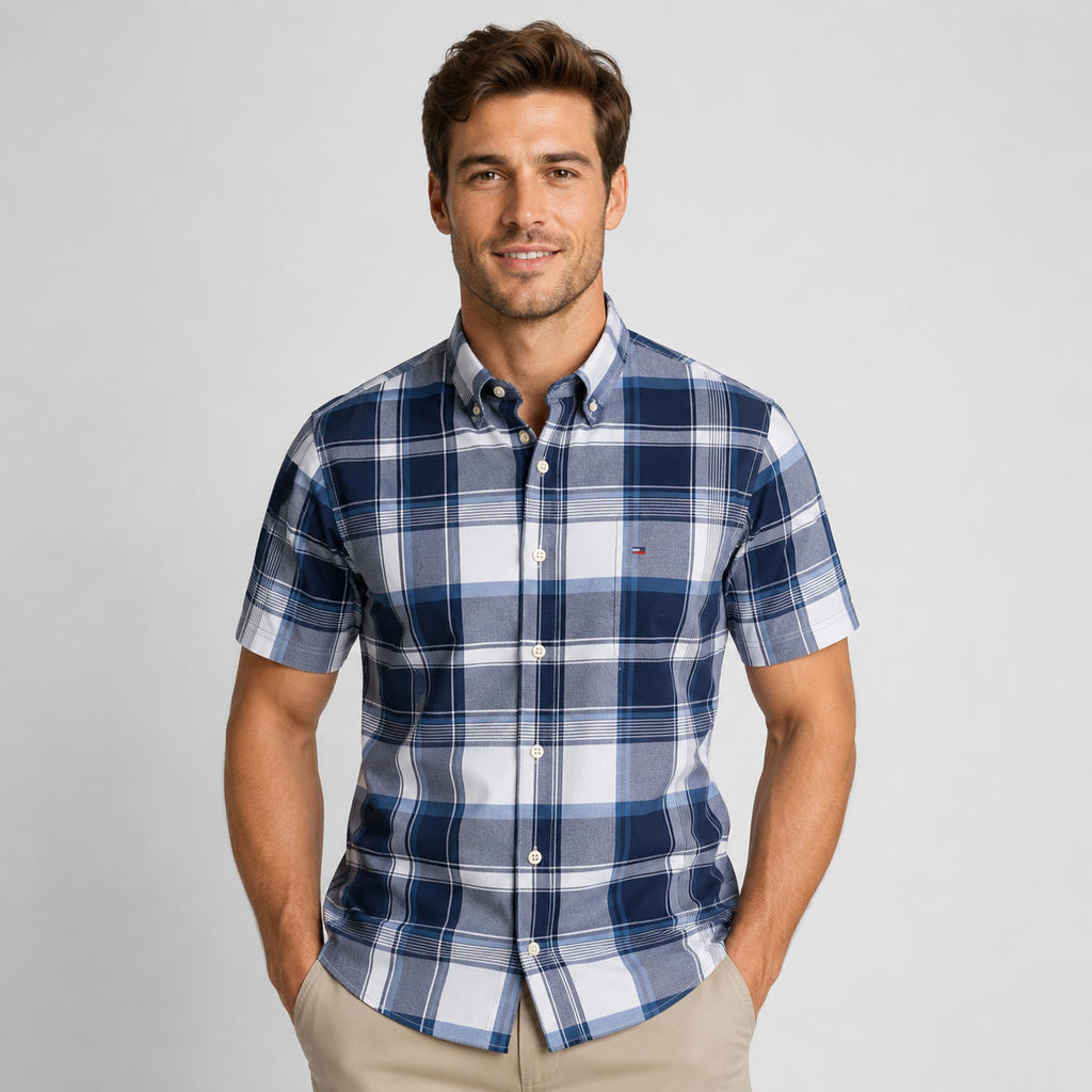 Men's Oxford Cotton Short-Sleeve Summer Shirt
