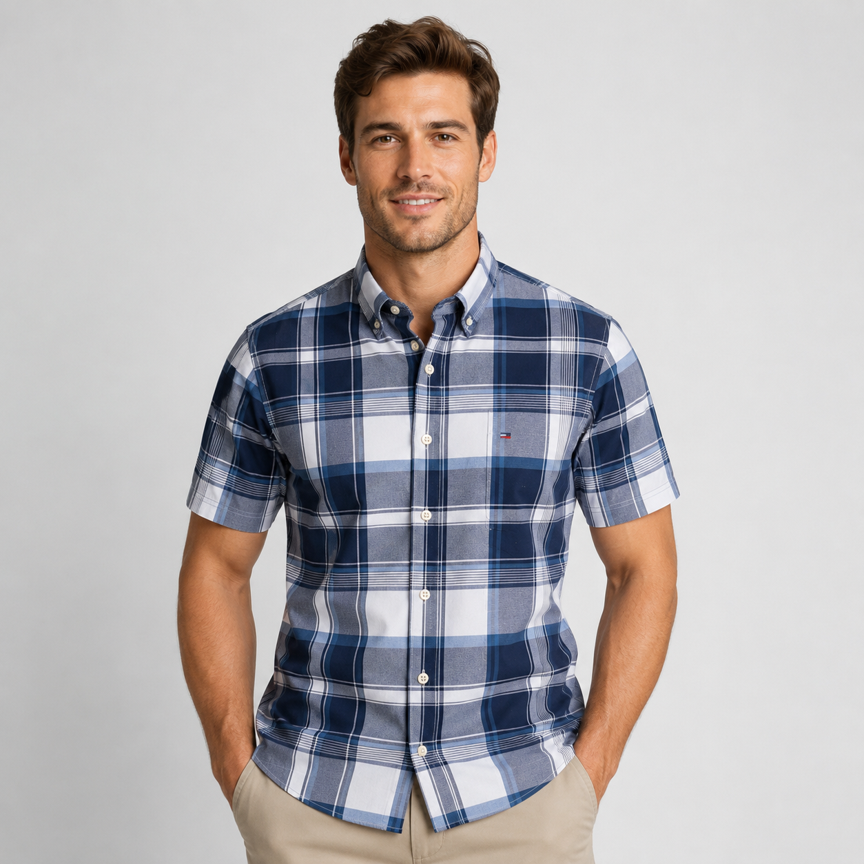 Men's Oxford Cotton Short-Sleeve Summer Shirt