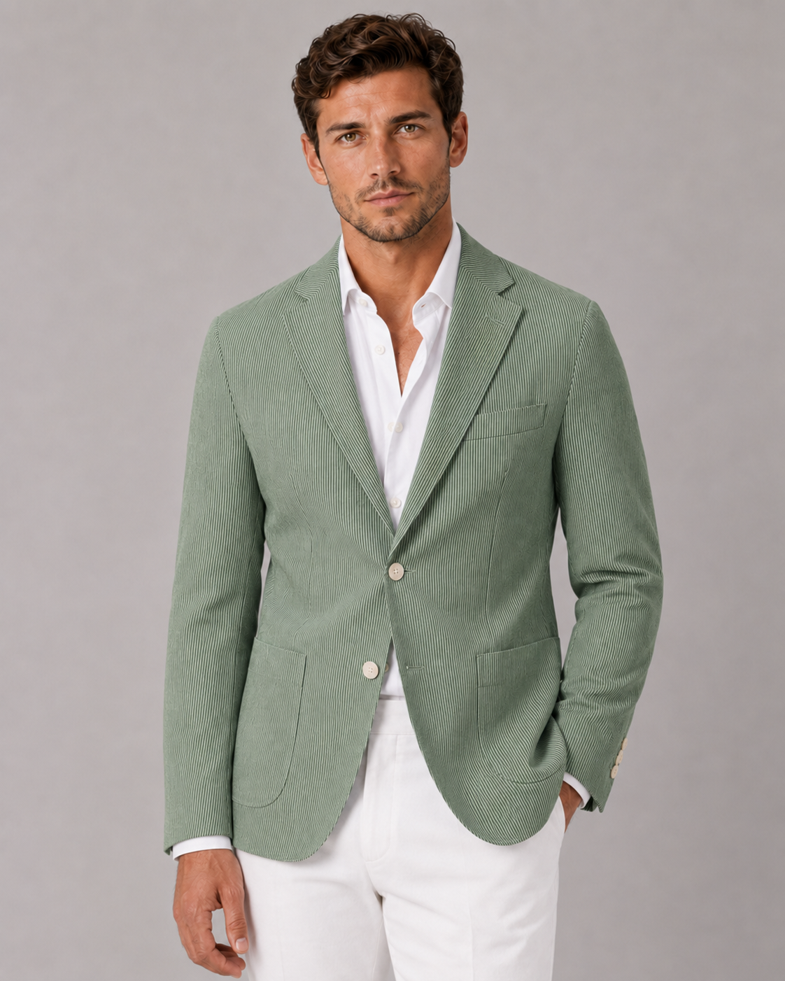 Men's Lightweight Striped Blazer with Tailored Fit