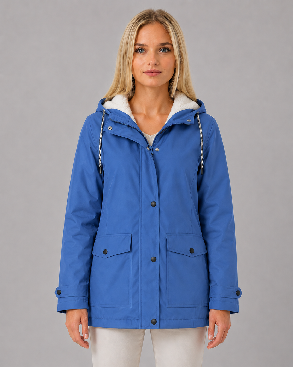 Women's Fleece-Lined Trench Coat with Waterproof & Windproof Design