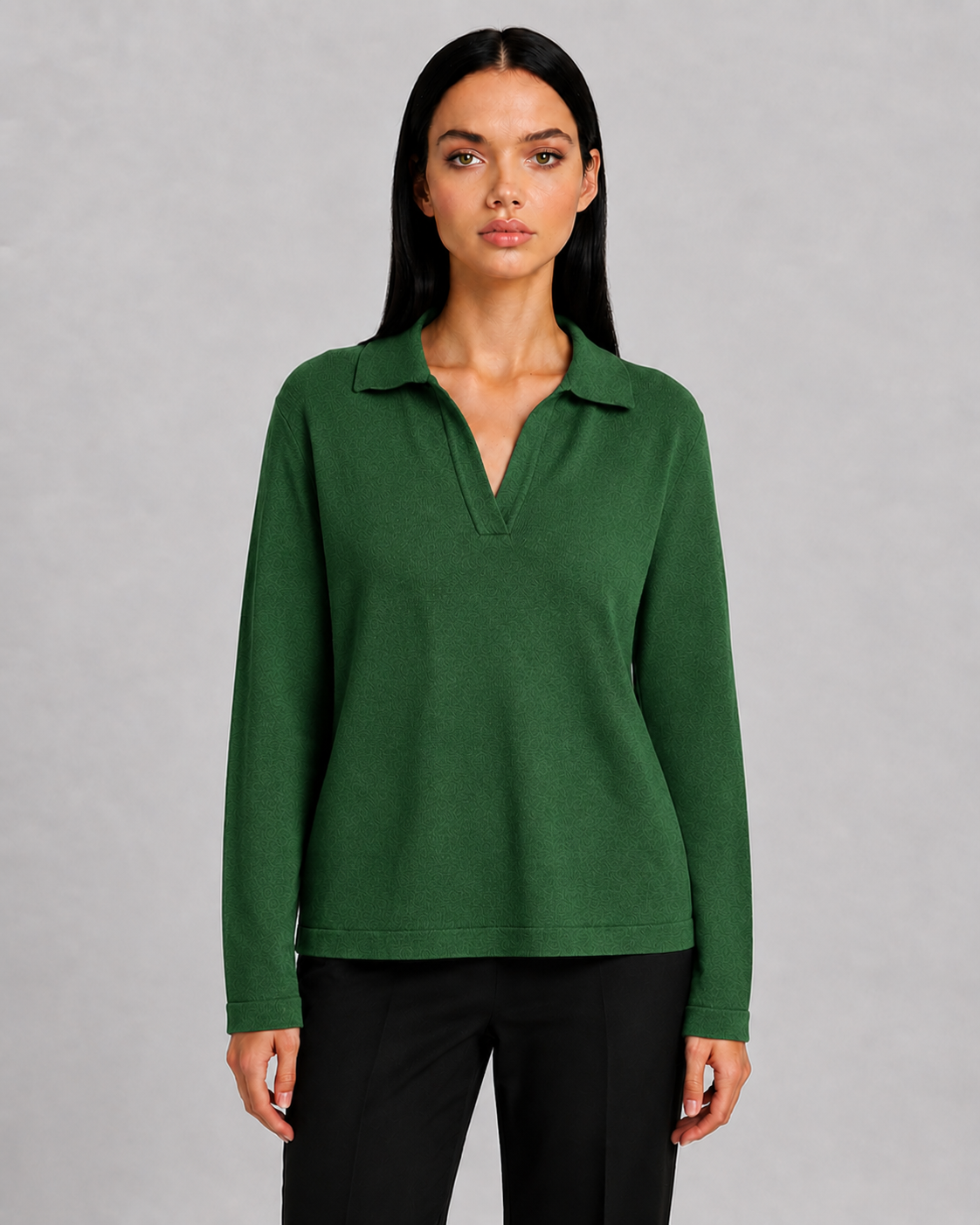 Women's Viscose Blend Knit Sweater with Collar & Long Sleeves