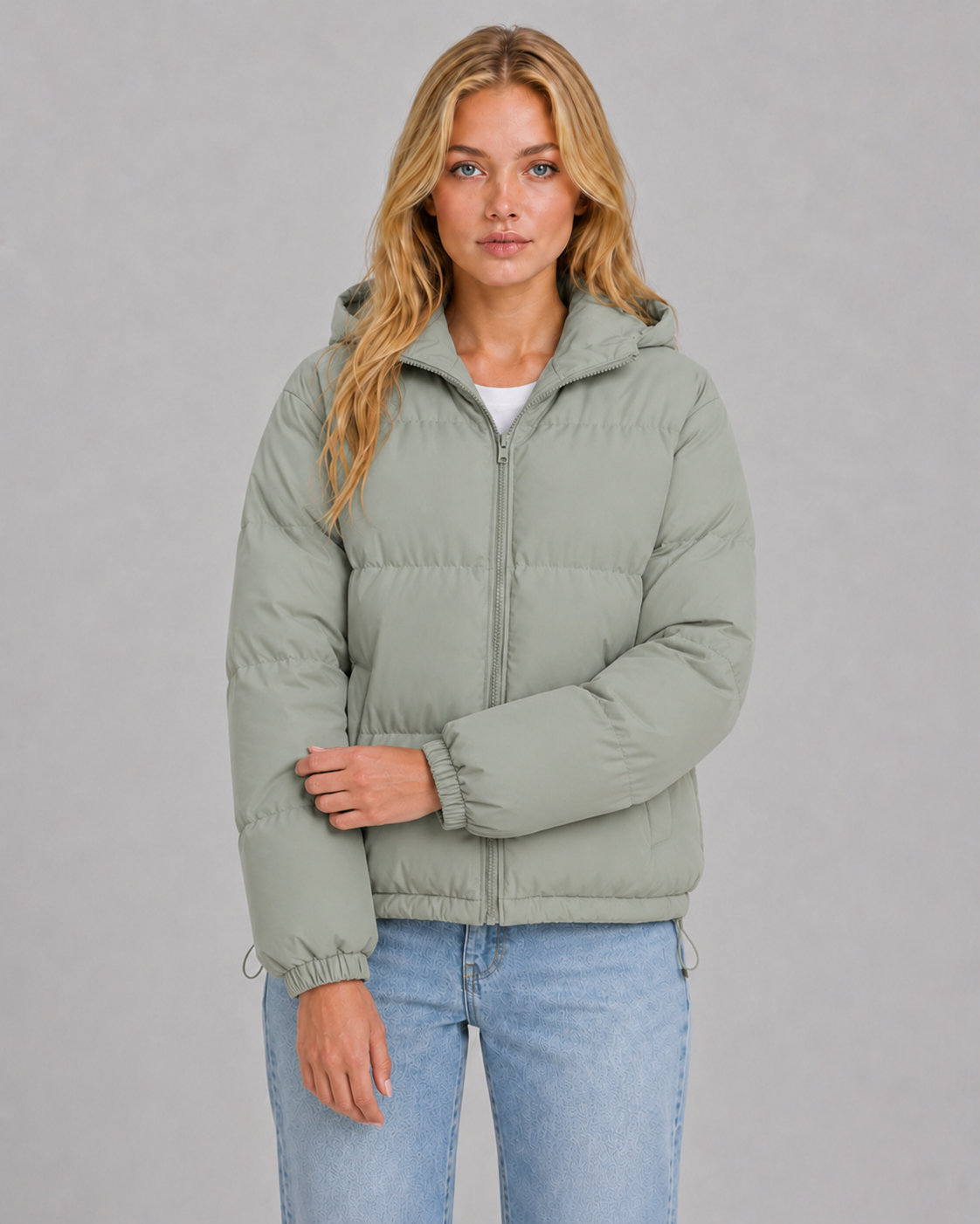 Unisex Cotton Blend Puffer Jacket with Hood & Padding