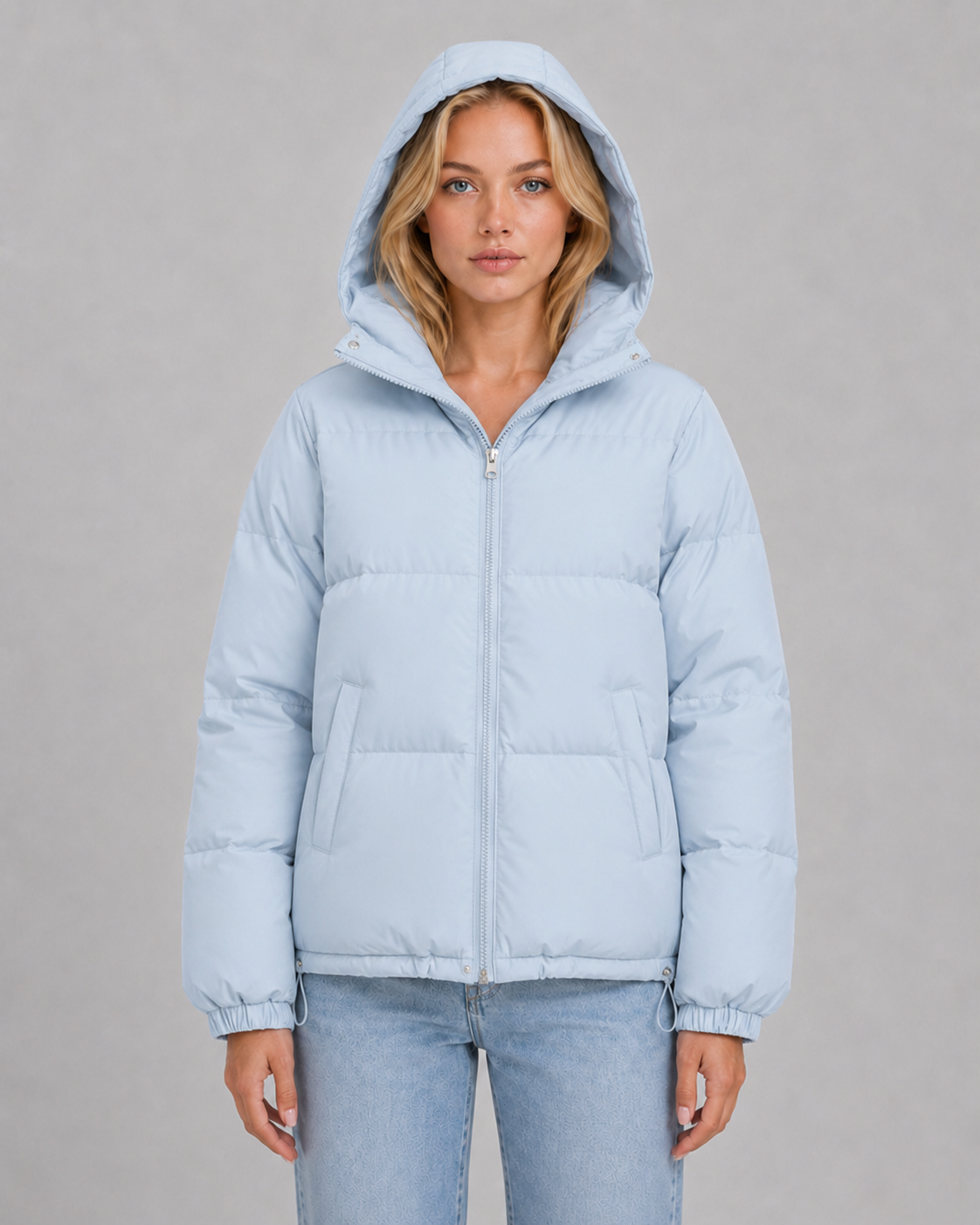 Unisex Cotton Blend Puffer Jacket with Hood & Padding
