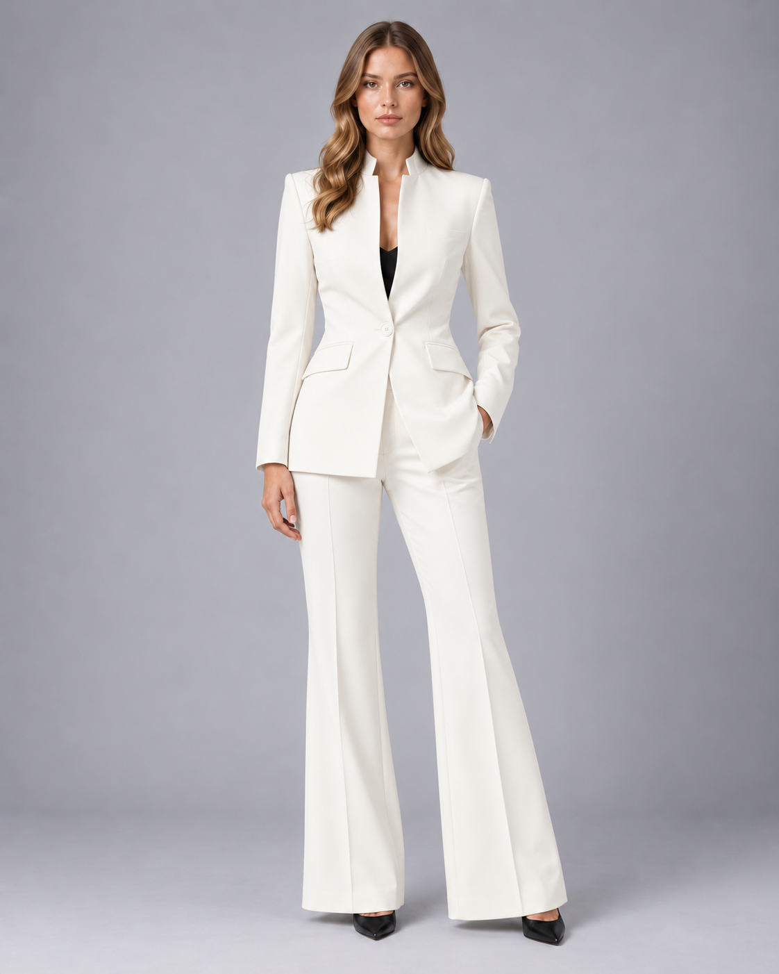 Women's Tailored Blazer & Wide-Leg Trousers Set