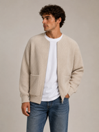 Ribbed Zip Knit Cardigan Men