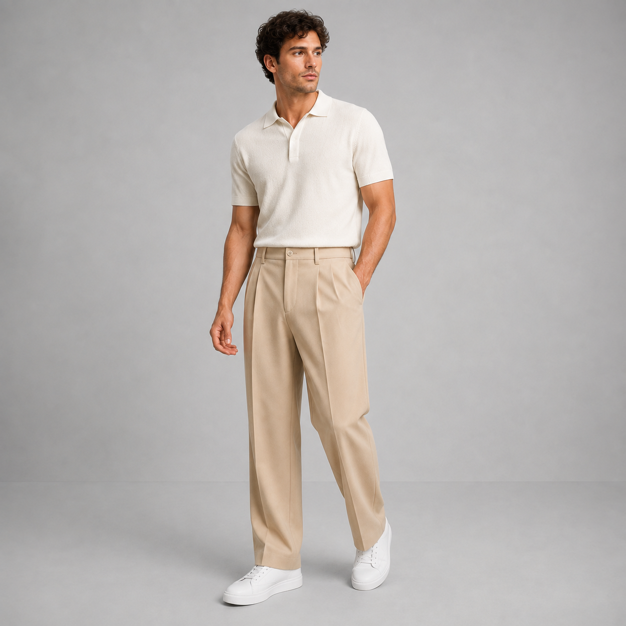 Men's Tailored Pleated Straight Leg Trousers