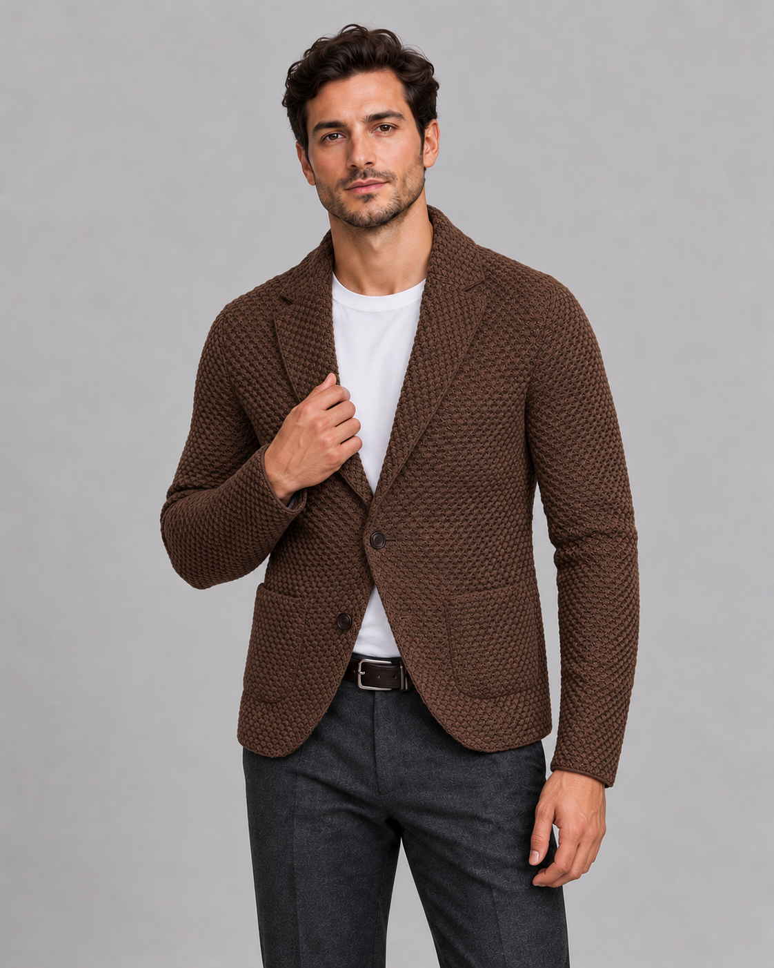 Men's Tailored Double-Button Blazer with Classic Fit