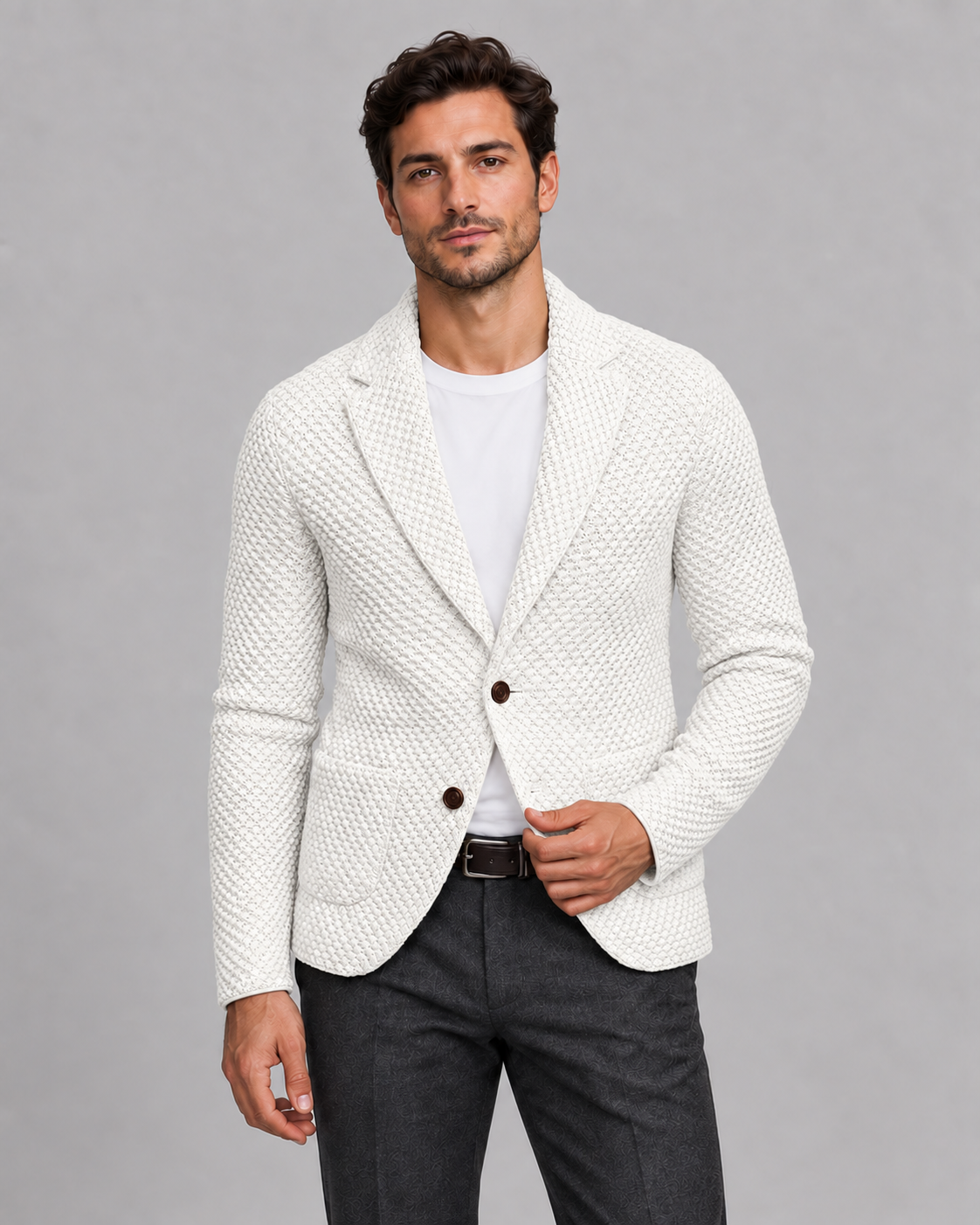 Men's Tailored Double-Button Blazer with Classic Fit