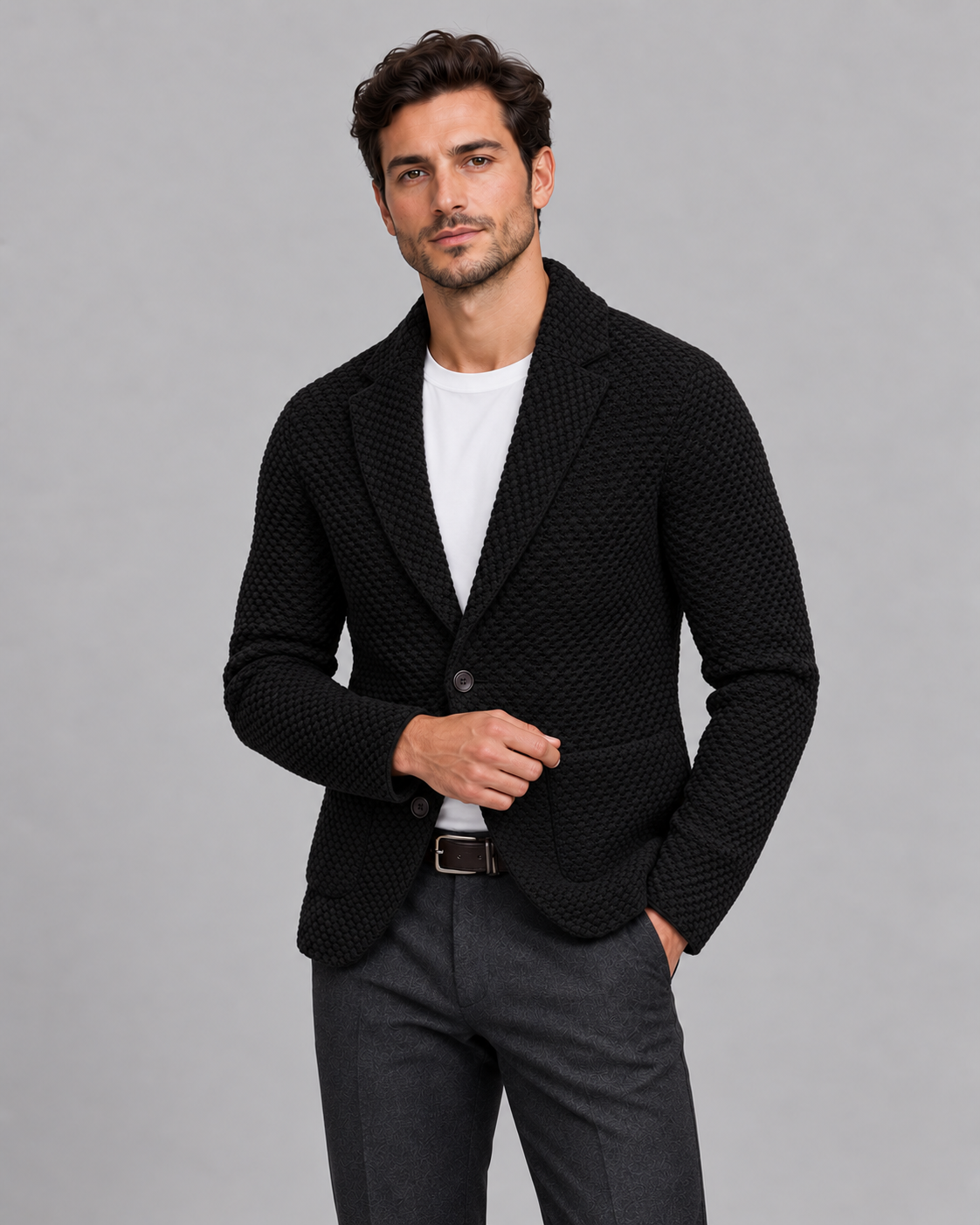 Men's Tailored Double-Button Blazer with Classic Fit