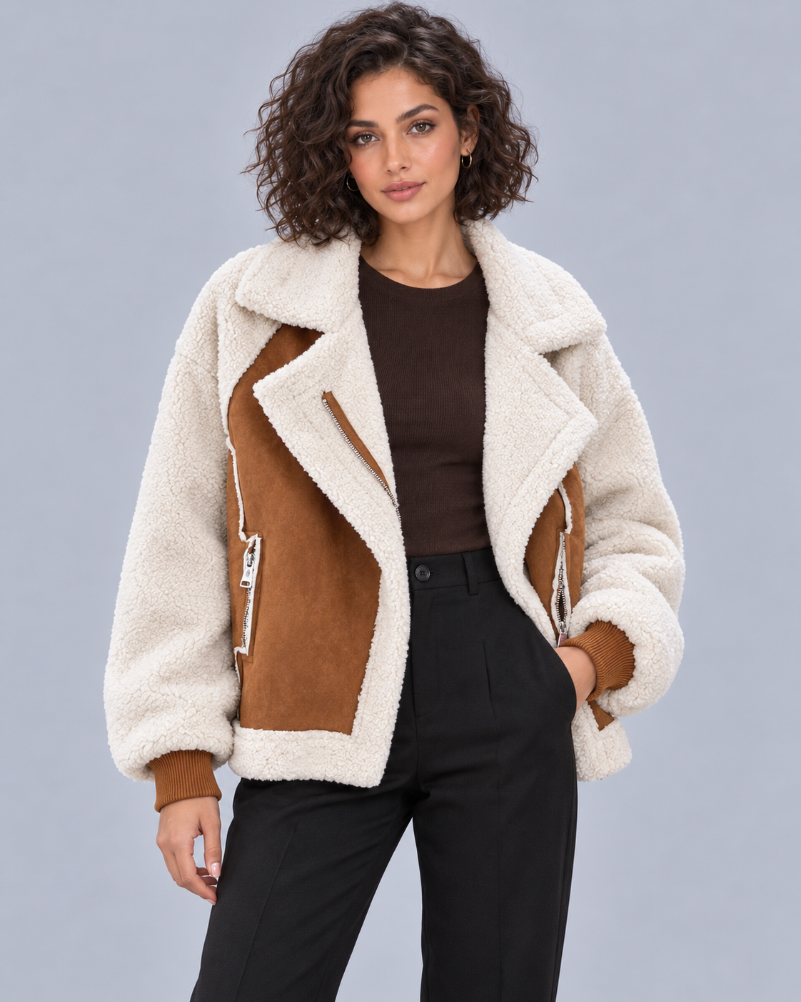 Women's Sherpa Aviator Jacket | Plush-Lined Winter Coat