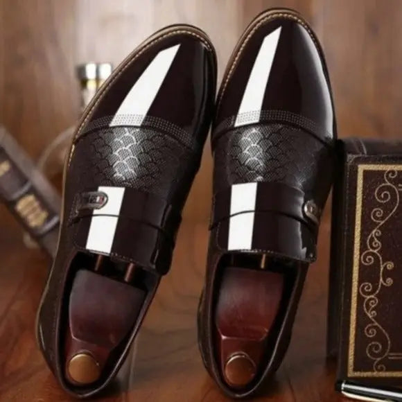 Patent Leather Slip-On Dress Shoes Classic Fit Men