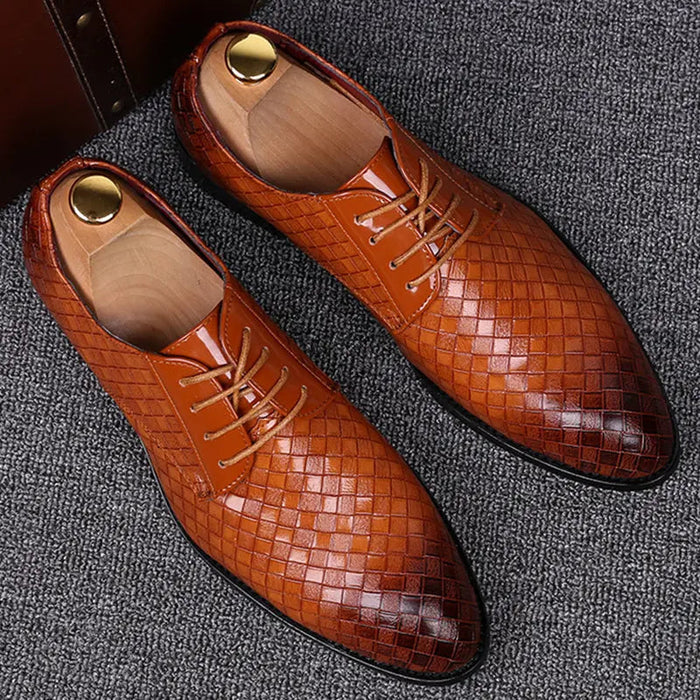 Men's Embossed Leather-look Lace-Up Shoes
