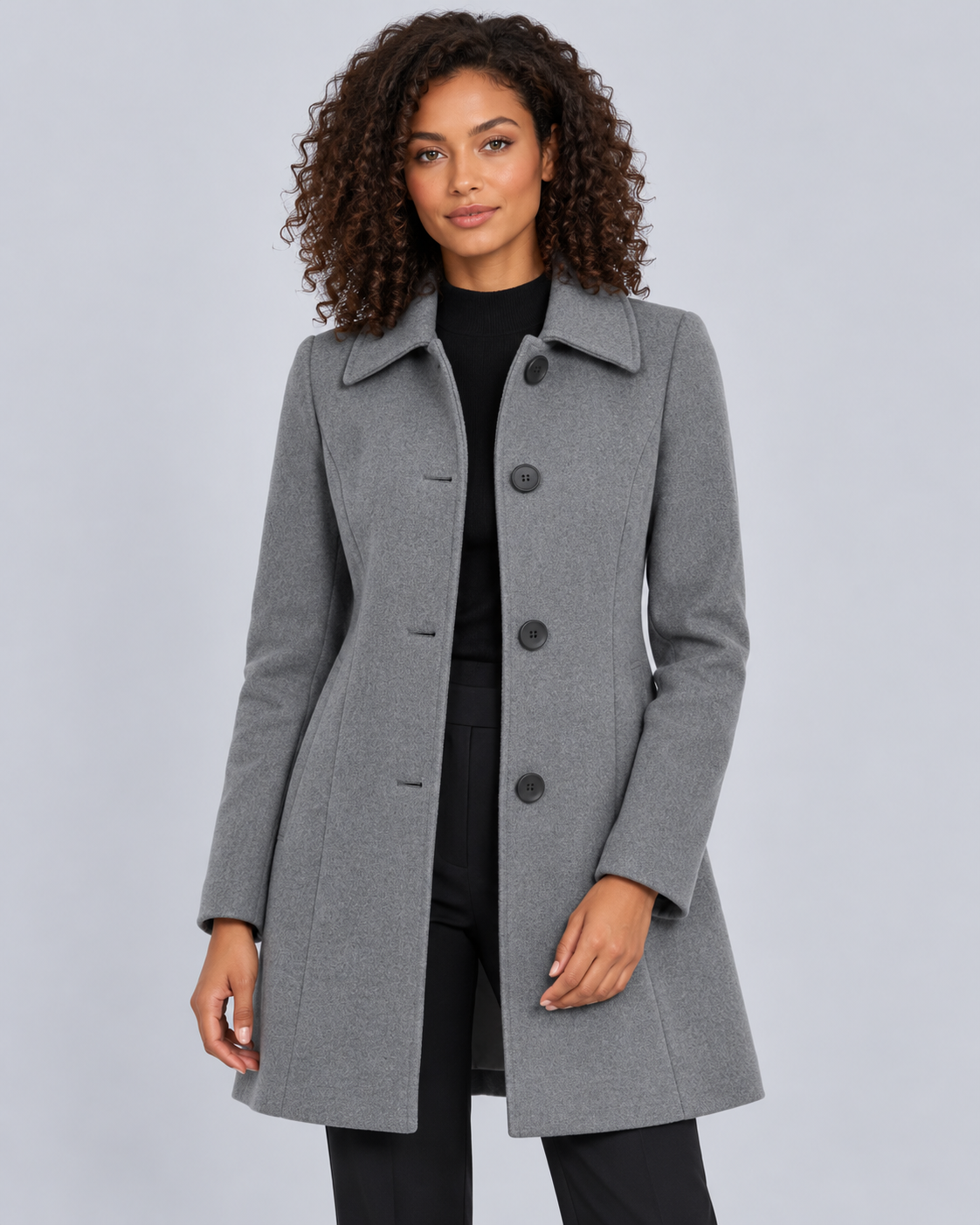Women's Wool Fit-and-Flare Coat | Notch Lapel Mid-Length Coat