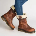 Men's Shearling-Lined Fold-Down Leather Boots