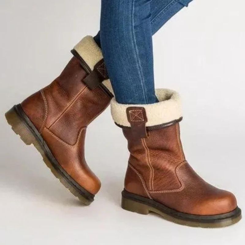 Men's Shearling-Lined Fold-Down Leather Boots