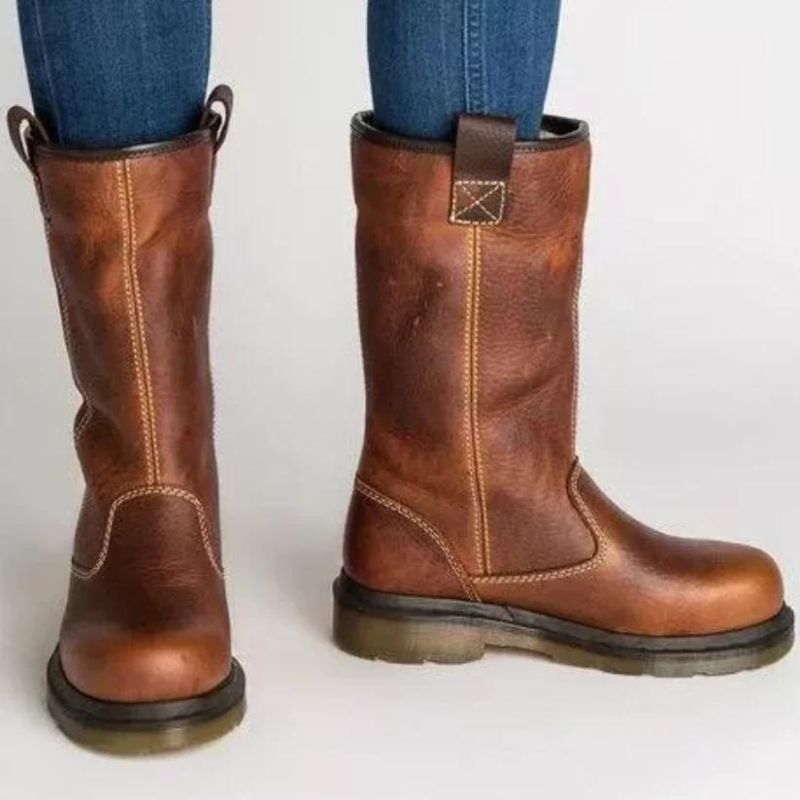 Men's Shearling-Lined Fold-Down Leather Boots