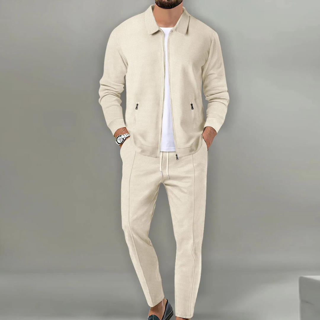 Cotton Zip Jacket Set Men
