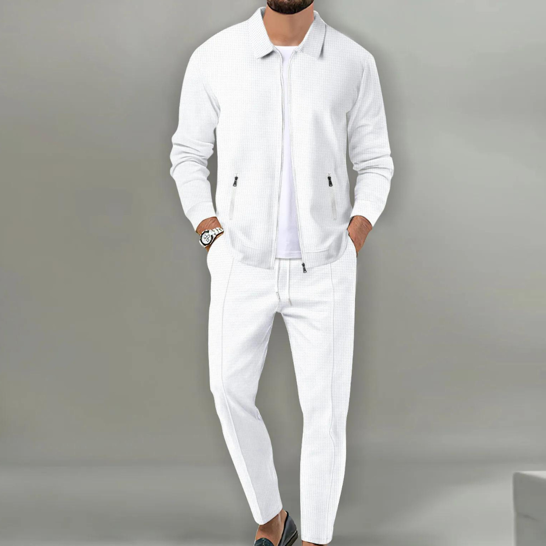 Cotton Zip Jacket Set Men