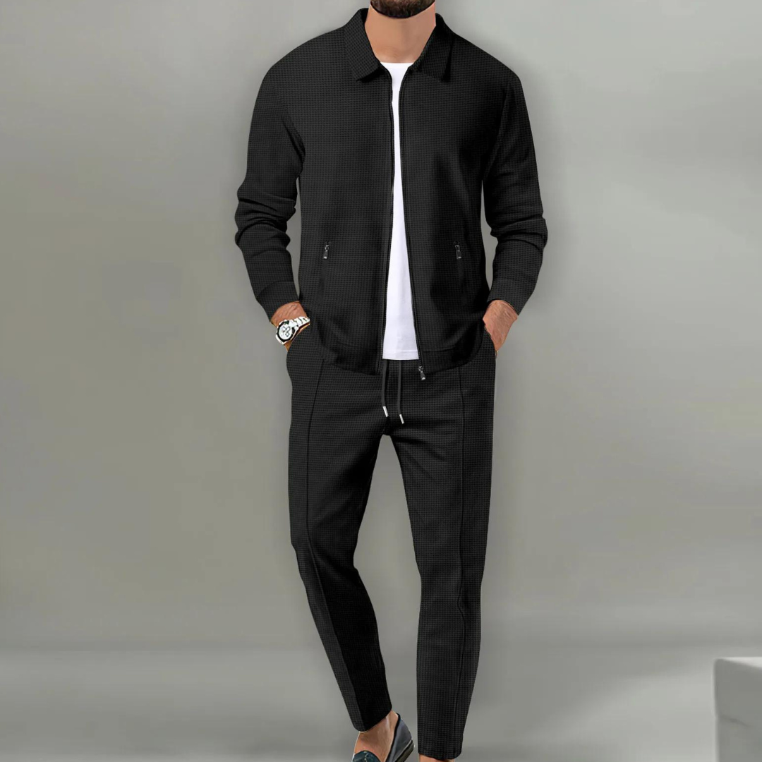Cotton Zip Jacket Set Men