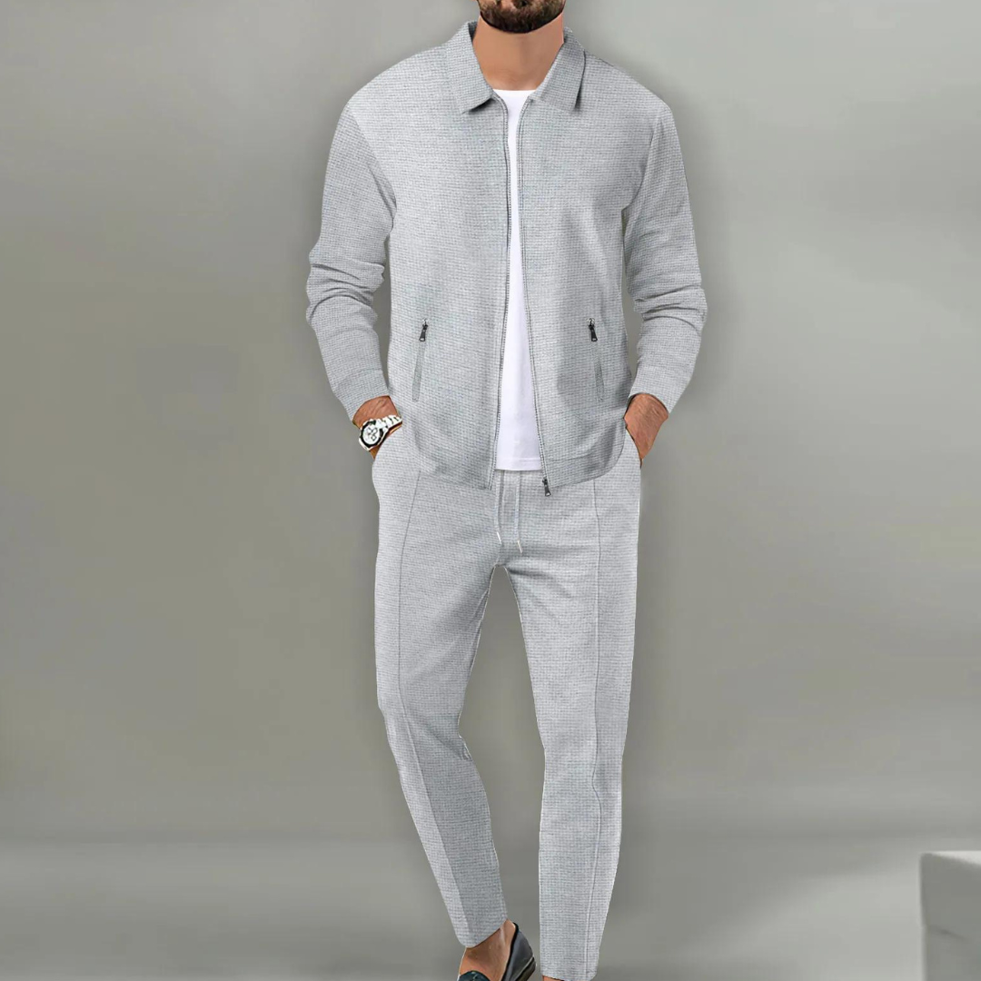 Cotton Zip Jacket Set Men
