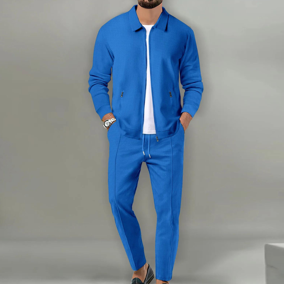 Cotton Zip Jacket Set Men