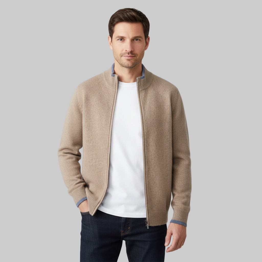 Knit Cardigan Zippered Fit Men