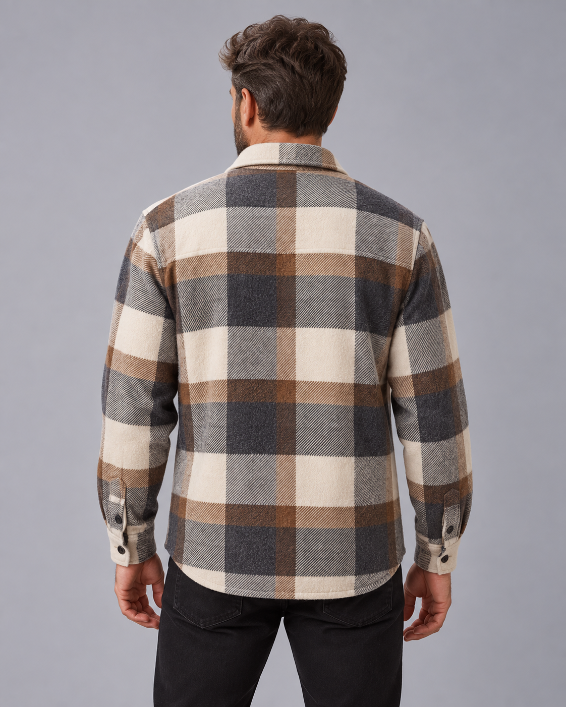 Men's Check Overshirt Jacket | Button-Through Shirt with Chest Pocket