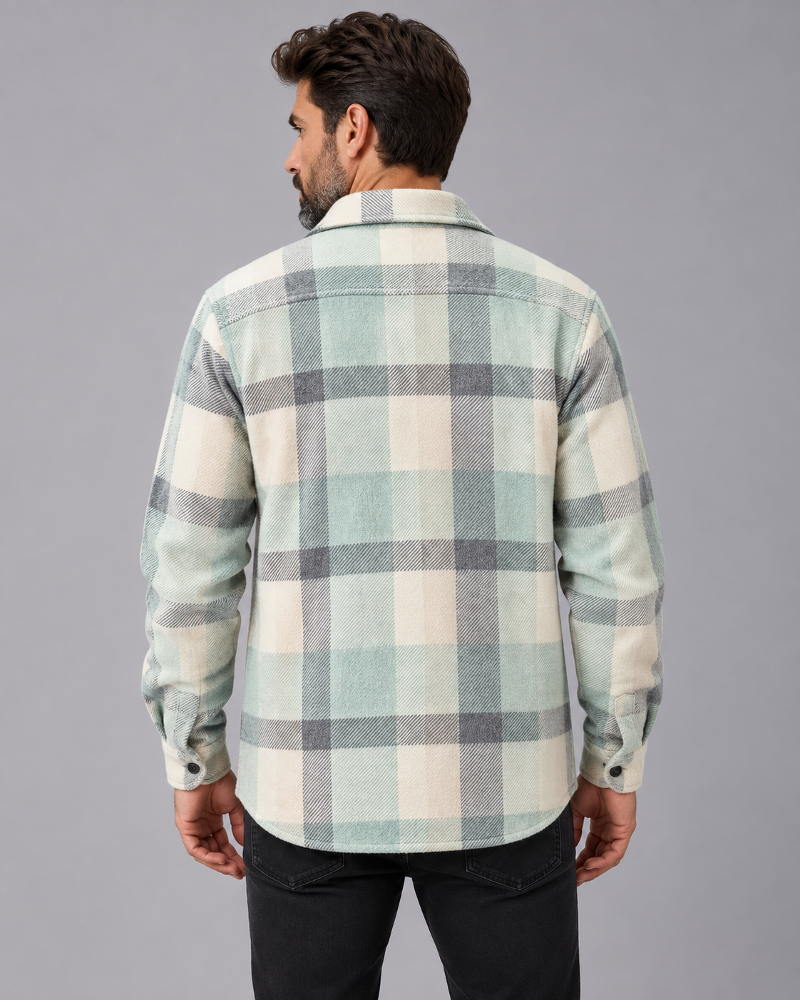 Men's Check Overshirt Jacket | Button-Through Shirt with Chest Pocket