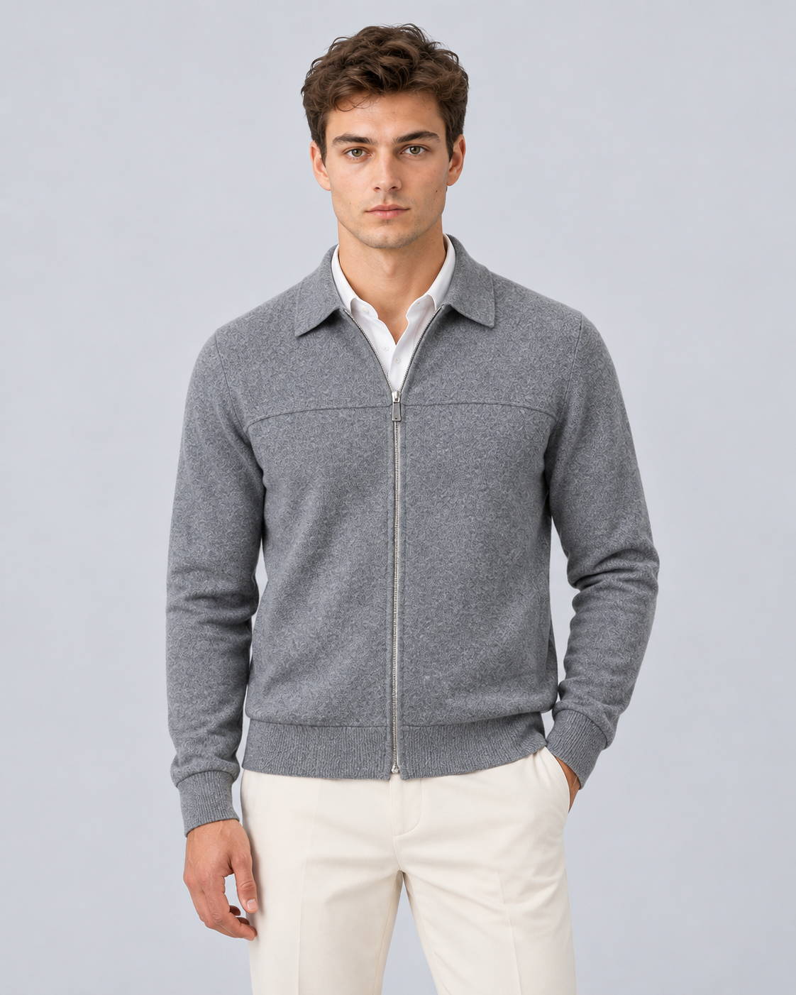 Men's Full-Zip Knitted Cardigan | Tailored Fit Sweater