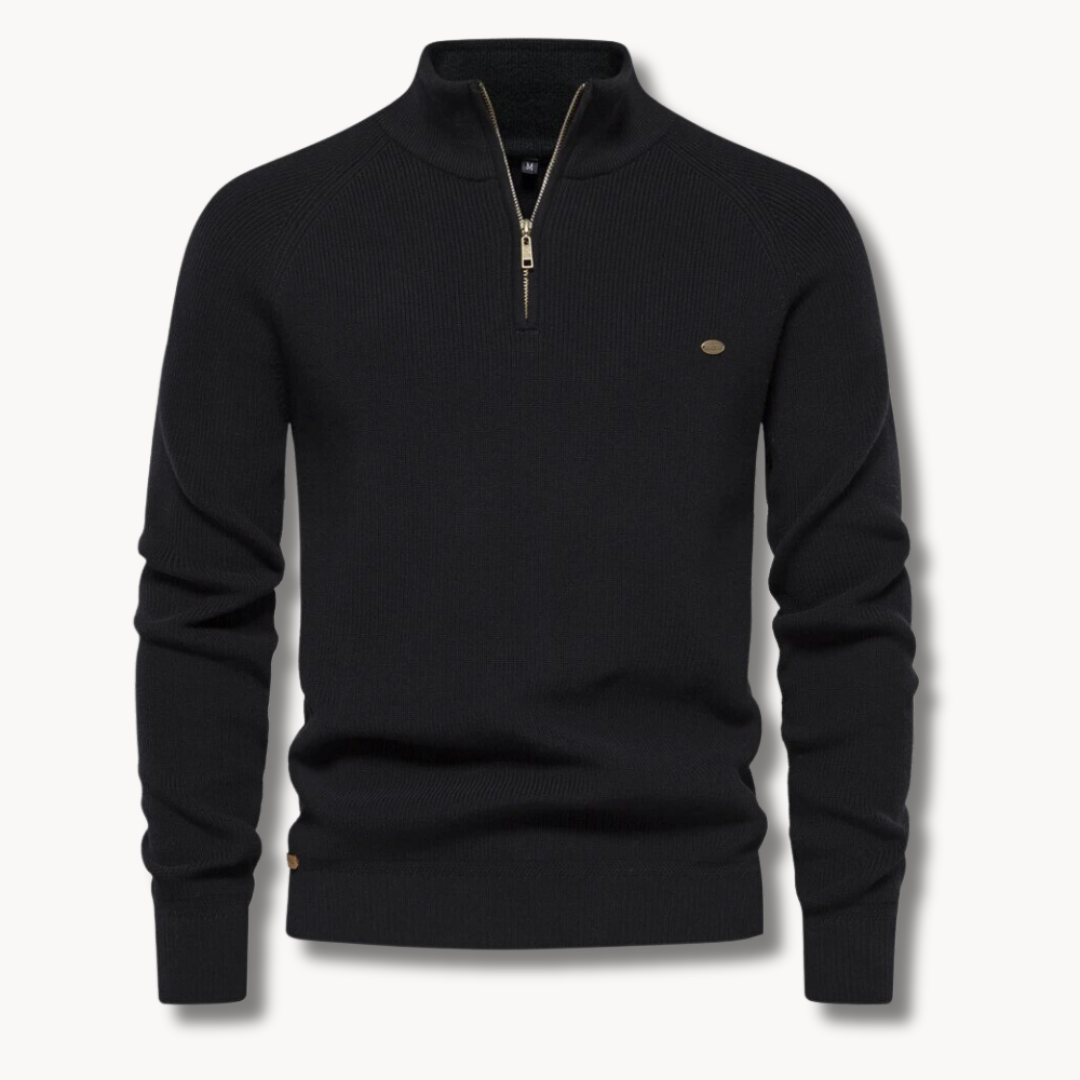 Men's Half-Zip Ribbed Knit Sweater
