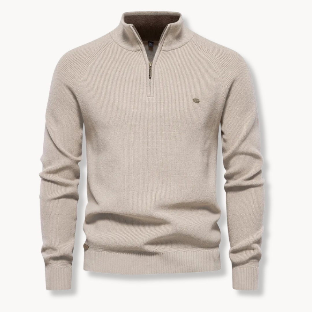 Men's Half-Zip Ribbed Knit Sweater